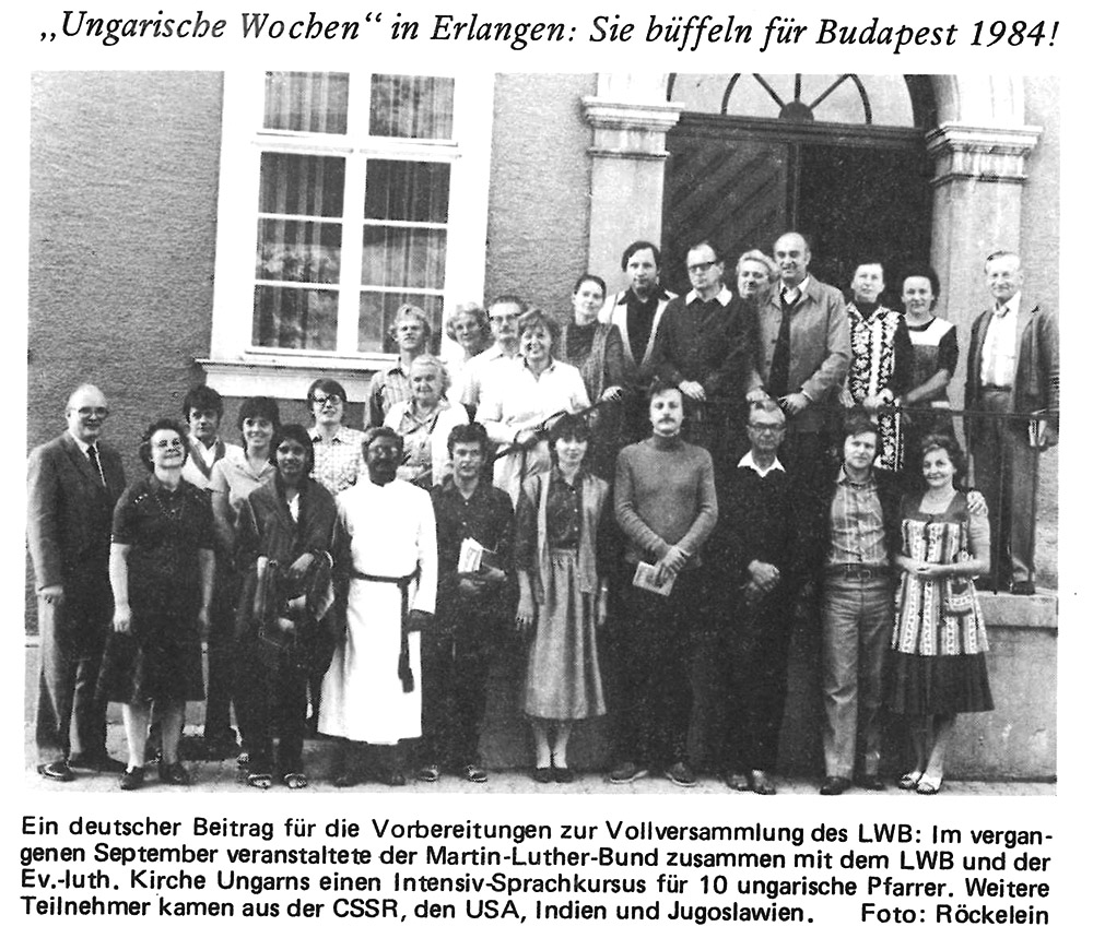 So sah die Berichterstattung im Lutherischen Dienst 2/1982 über den ersten Sprachkurs aus. Ganz links Pastor Peter Schellenberg. – Bild: MLB